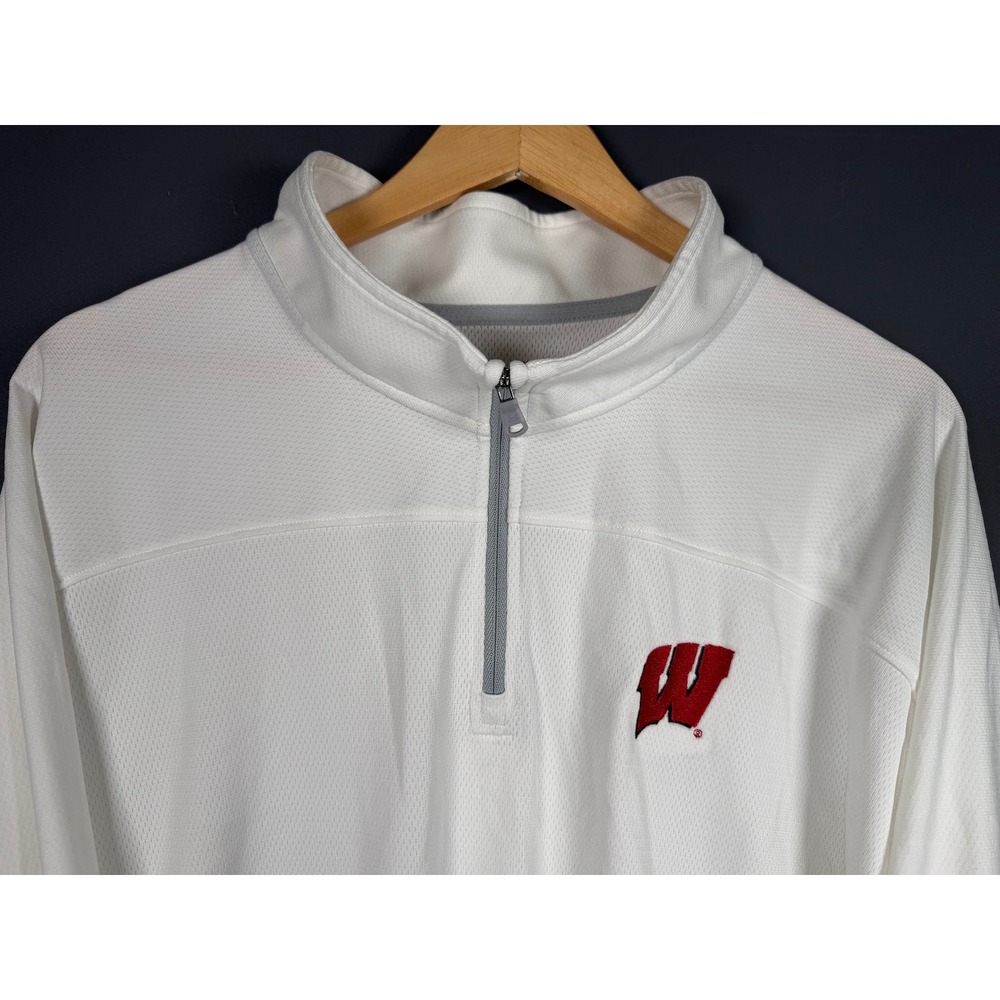 Under Armour Wisconsin Badgers Mens 3XL White HeatGear 1/4 Zip Pullover Jacket